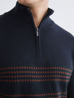 Dik Yaka ?izgili Erkek Triko Kazak