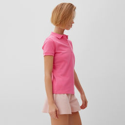 Футболка поло женская MINAKU: Basic line, розовая, размер 44