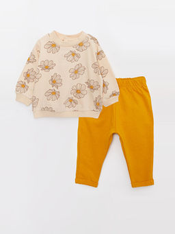 Bisiklet Yaka Uzun Kollu Bask?l? K?z Bebek Sweatshirt ve Pantolon 2li Tak?m