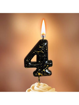 Цена за 2 шт. Свеча в торт «Черные брызги», цифра 4