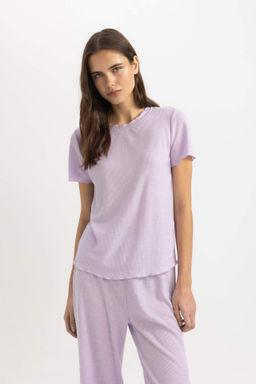 Fall in Love Regular Fit Bisiklet Yaka Casual K?sa Kollu Pijama Ustu - Defacto фото 2