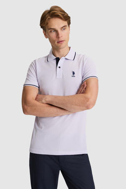 Erkek Lila Slim Fit Polo Yaka Basic Ti__rt