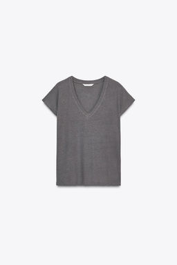COTTON - LINEN BLEND T-SHIRT - Zara фото 4