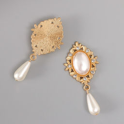 Цена за 2 шт. Декор для творчества металл, пластик «Жемчужина в цветах с подвеской», 5.4×2.5×0.7 см