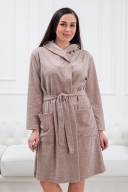 Халат женский из махры Нежность какао с молоком - Амадэль фото 13