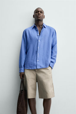 CAMISA REGULAR FIT 100% LINO / Azul lavado - Zara фото 6