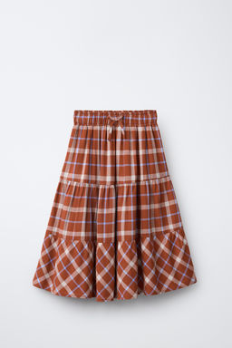 CHECKS PANELLED MIDI SKIRT