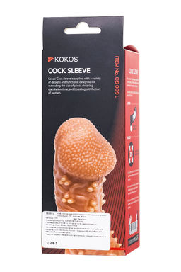 Насадка реалистичная KOKOS COCK SLEEVE 009-M с дополнительной стимуляцией, TPE, телесная, 15.6 см