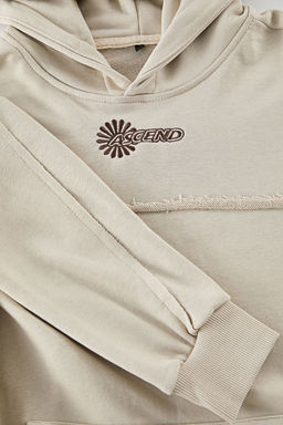 Bej Premium Regular/Normal Kesim Dikis Detayl? Nak?sl? Sardonsuz Sweatshirt TMNAW25SW00099