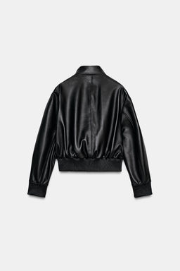LIMITED EDITION ZW COLLECTION LEATHER BOMBER JACKET - Zara фото 7