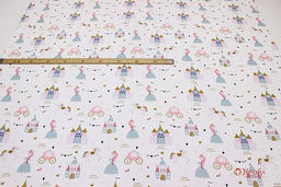 Сатин Юная принцесса - замки, (комп), ш.1.61м, хлопок-100%, 110гр/м.кв - Купава фото 4