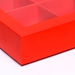 Цена за 2 шт. Коробка для 4 конфеты, алый, 12.5×12.5×3.5 см Кондитерская упаковка