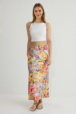 TRENDYOLMILLA Cok Renkli Buyuk Cicek Desenli Bal?k Kesim Maxi Boy Dokuma Etek TWOSS25ET00015  фото 2