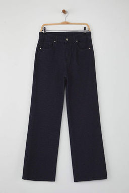 Koyu Mavi Cizgi Detayl? Yuksek Bel Wide Leg Jeans TWOAW26JE00101