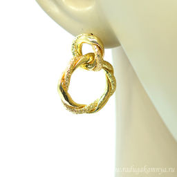 Серьги "Премиум" 12*27мм золотистые, 10г