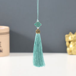 Цена за 5 шт. Подвеска от сглаза «Узел счастья и бесконечности», волна, текстиль, пластик, 0.7×1×9.5 см