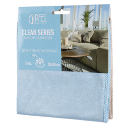 52416 GIPFEL Набор салфеток CLEAN SERIES 2 штуки, 30х30 см, для стекол и зеркал. Состав: 80% полиэстер, 20% полиамид.  фото 2