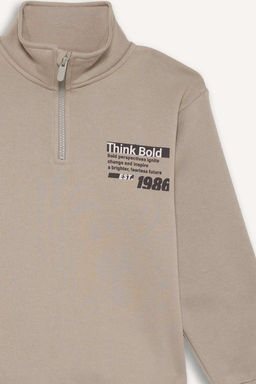 Yar_m Fermuarl_ __i Yumu_ak T_yl_ Bask_l_ Sweatshirt Erkek _ocuk - Defacto фото 8