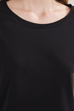 TRENDYOLMILLA Bordo %100 Pamuk Havuz Yaka K?sa Kol Regular/Normal Kal?p Orme T-Shirt TWOSS25TS00192  фото 3