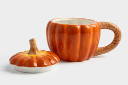 Кружка, 450 мл, с крышкой, керамика, оранжево-зеленая, Тыква, Bright pumpkin - Anna lafarg фото 3