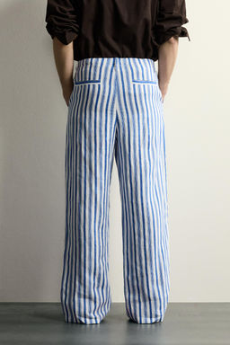 PANTAL?N RELAXED FIT 100% LINO / Marino / Blanco - Zara фото 3