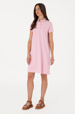 Kad_n A__k Pembe Polo Yaka Mini Boy _rme Elbise Sepette S_rpriz _ndirim - U.s. polo assn фото 3