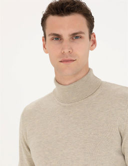 Kum Melanj Slim Fit Bal_k__ Yaka Basic Triko Kazak