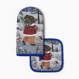 Набор кухонный Этель Forest bear варежка 15?28 см, прихватка 19?19 см,100%хл