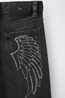SPARKLY WING WIDE-LEG JEANS - Zara фото 4