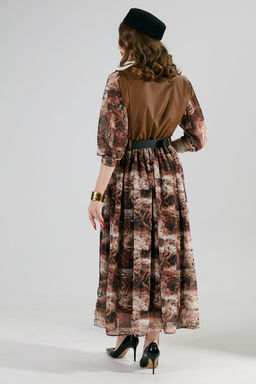 Платье NIKVA н1010-1 шоколад и тигровая абстракция  фото 4