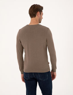 Vizon Melanj Slim Fit Bisiklet Yaka Basic Triko Kazak - Pierre cardin фото 5