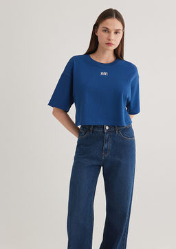Mavi Logo Bask?l? Lacivert Crop Tisort  фото 2