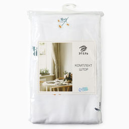 Комплект штор для кухни с подхватами Этель Полевые цветочки, 150?180 см - 2 шт., рогожка 176 г/м?