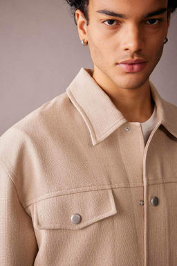 Пальто Relax Fit с воротником-поло на хлопковой подкладке - Defacto фото 4