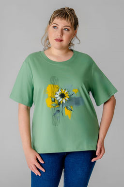 Арт. 31168 Футболка женская 50-60 (6 шт) Цвет:зеленый - Калинка фото 4