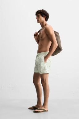 EMBROIDERED MID-LENGTH SWIMMING TRUNKS - Zara фото 5