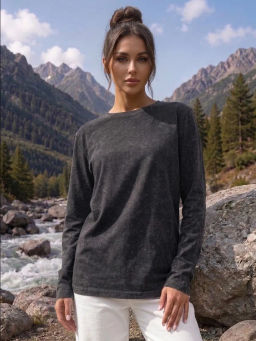 Лонгслив с эффектом варенка (хлопок 95%, лайкра 5%) - Binita фото 16