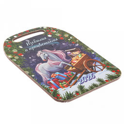 Доска разделочная деревянная "Изобилия и процветания" 29х21х0,6см, "Символ года 2026" (Россия)