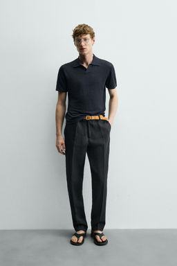 POLO PUNTO REGULAR FIT 100% LINO / Verde claro - Zara фото 2