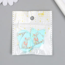 Цена за 4 шт. Декор для творчества акрил «Слон и мышка с кусочком торта», 0.2×2.6×3.9 см