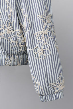 CAZADORA BOMBER RAYAS BORDADA / Azul / Blanco - Zara фото 6