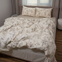 КПБ Чистый хлопок 1,5 спальный, наволочки 50х70, поплин, 100% хлопок, Гербариум ВБ Пододеяльник 146х215 с прорезью, простыня классическая 150х215 подшита с 4-х сторон, наволочки 50х70 с клапаном - 2 шт. - Традиция фото 37