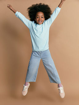 Bisiklet Yaka Uzun Kollu Bask?l? K?z ?ocuk Sweatshirt - Waikiki фото 2