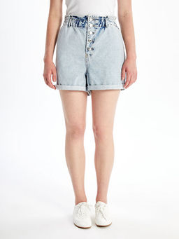Kad?n Beli Lastikli D?z Jean ?ort