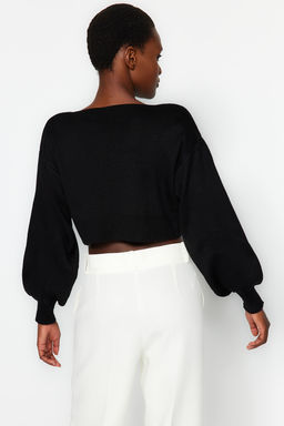 Siyah Super Crop Basic Fiyonklu Triko H?rka TWOAW24HI00315