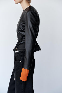 FAUX LEATHER PEPLUM JACKET - Zara фото 7