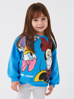 Bisiklet Yaka Minnie Mouse Bask?l? K?z Bebek Sweatshirt