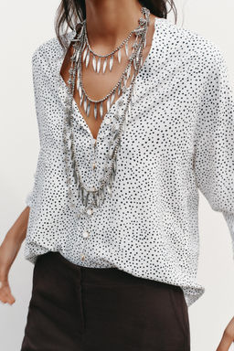 POLKA DOT ROLL-UP SLEEVE SHIRT - Zara фото 3