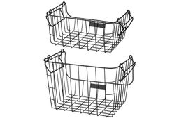 Набор 2 корзин 29,5*22*13 см + 31,5*22*21 см  Черный с ручками, металл - Elan gallery фото 7
