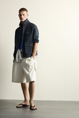 SOBRECAMISA RELAXED FIT BOLSILLOS / Gris / Azul - Zara фото 6
